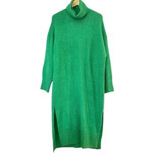 Anthropologie Daily Practice Turtleneck Sweater Dress Small Kelley Green NWT